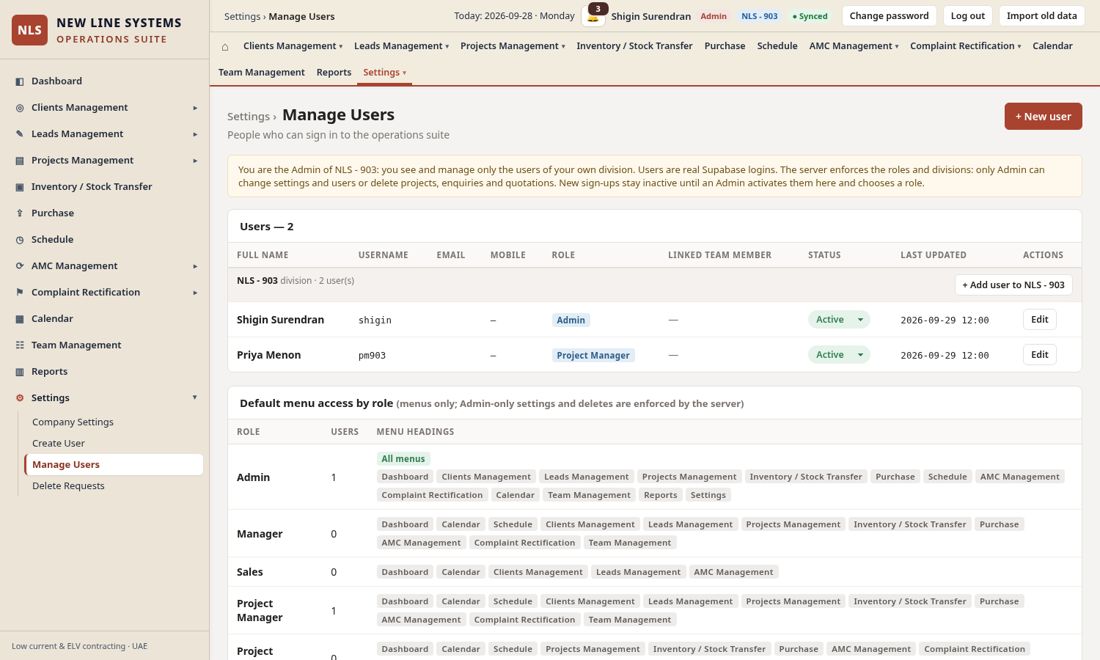 Manage Users.